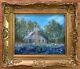 Vintage Oil Painting-bluebonnet Landscape-antique Old Home-ornate Frame