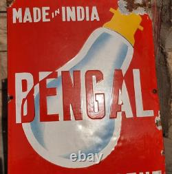 Vintage Old Antique Rare Bengal Bulb Ad Porcelain Enamel Sign Board Collectible