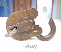 Vintage Old Antique Rare Handmade Crown Seal Engraved Thief Proof Brass Lock Key