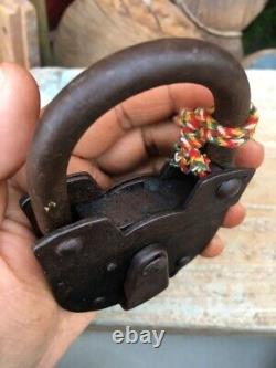 Vintage Old Made In Germany 2 LEVER Antique Hand Forged Iron Working Lock & Key