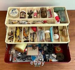 Vintage Old Pal Fishing Tackle Box With Lures And Other Vintage Tackle