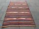 Vintage Old Traditional Hand Made Oriental Wool Blue Red Large Kilim 230x148cm