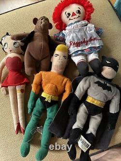 Vintage Plush Doll Set Lot Old Batman Betty Boop Raggedy Ann Robin 5