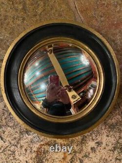 Vintage Round Witch Mirror Frame Wood Gilt Decorative Blackened Rare Old 20th
