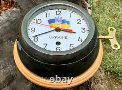 Vintage Submarine Ukriane Flag Clock Ships USSR Navy Vostok Marine Key Rare Old