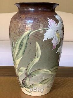Vintage Weller Pottery Company Floral Vase Over Glaze Decoration Old Antique Vtg