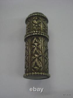 Vintage antique collectible old silver box bottle from india handmade
