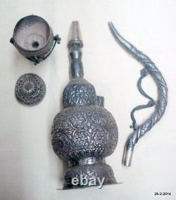 Vintage antique collectible old silver hookah Tobacco smoking pipe
