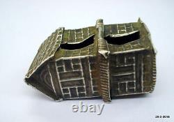 Vintage antique collectible old silver hut model gift item handmade