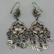 Vintage Antique Old Solid Silver Earrings With Afghan Ruby Stone