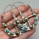 Vintage Antique Old Solid Silver Earrings With Afghan Turquoise Stone