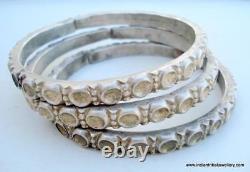 Vintage antique tribal old silver bracelet bangle set 3pc traditional jewellery