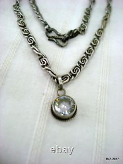 Vintage antique tribal old silver chain pendant necklace handmade jewelry