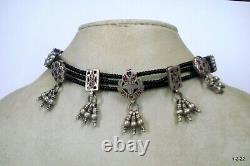 Vintage antique tribal old silver choker necklace beads necklace