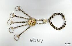 Vintage antique tribal old silver dorsal hand ornament bracelet rings bellydance