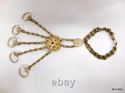Vintage antique tribal old silver dorsal hand ornament bracelet rings bellydance