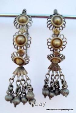 Vintage antique tribal old silver earrings rajasthan