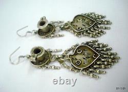 Vintage antique tribal old silver earrings tribal banjara jewelry