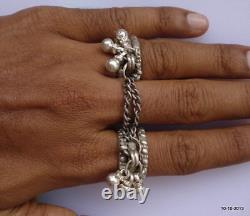 Vintage antique tribal old silver ring for two finger gypsy jewelry