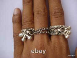Vintage antique tribal old silver ring for two finger gypsy jewelry