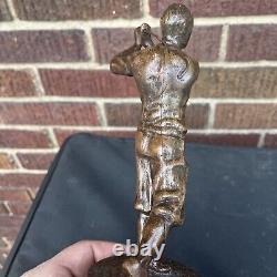 Vintage carved wood golf statue award 1920's antique old figural trophy knickers