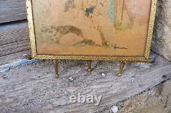 Vintage old French 1890/1900s Victorian trifold mirror/ triptych / Travel mirror