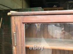 Vintage wall mount cabinet 4 old wavy glass doors PINE bead board 94 x 67 x 13