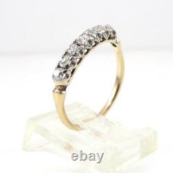 Vtg Antique Early Old Mine Cut Diamond 14K Yellow Gold Ring Band Size 7 LHE3