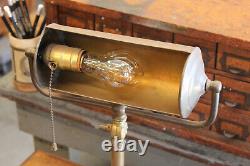 Vtg Antique Faries Era Industrial Brass Desk Lamp Light Piano 1920s