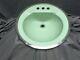 Vtg Cast Iron Jadeite Green Round Drop In Bathroom Sink Old Retro 348-20e