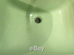 Vtg Drop In Jadeite Green Porcelain Ceramic Bathroom Sink Old Lavatory 758-17E