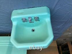 Vtg Mid Century Deco Jadeite Ming Green Bathroom Set Old Tub Sink Toilet 123-21E