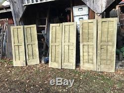 Vtg Pair 1800's Old Wooden Window Shutters Architectural Salvage 55in x 17.5in
