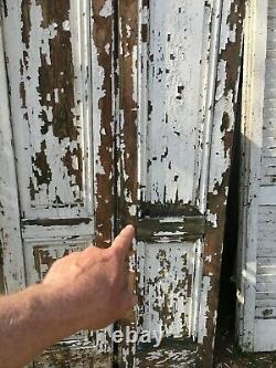 Vtg Pair 1800's Old Wooden Window Shutters Architectural Salvage 63in x14in