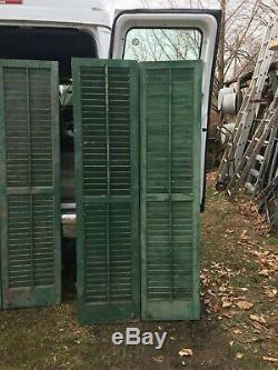Vtg Pair 1800's Old Wooden Window Shutters Architectural Salvage 67.5in x 16in