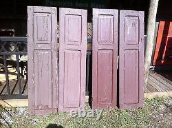 Vtg Pair 1800's Old Wooden Window Shutters Architectural Salvage Screen 55 in