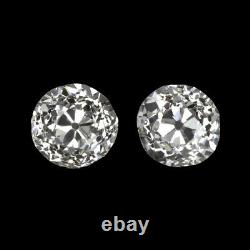 0.82ct H-i Vs1-si1 Old Europeen Cut Diamond Stud Earings Pair Vintage Antique