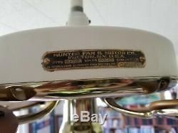 100 Year Old Hunter C17 Antique Électrique 52 Ceiling Fan-vintage-musée Restauré