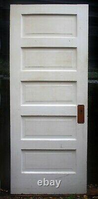 17 Disponible 30x78 Antique Vintage Old Solid Wood Wooden Interior Door 5 Panneau
