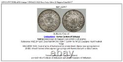 1859 B Suisse Antique Vintage Old Rose Swiss Silver 20 Rappen Coin I92417