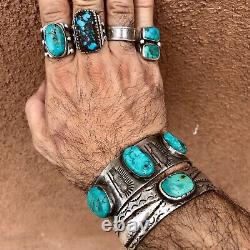 1880 Navajo Ou Hopi Rocker Gravé Argent Ingot Old Antique Vintage Ring Band