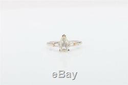 1930 Antique 6000 $ 1.50ct Old Pear Cut Vs Diamant Platine Bague De Mariage