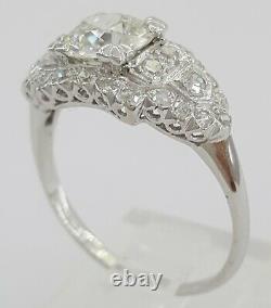 1.55 Ct Antique Art Déco Platinum Old European Cut Diamond Engagement Ring Gia