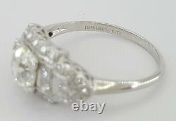 1.55 Ct Antique Art Déco Platinum Old European Cut Diamond Engagement Ring Gia