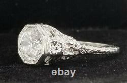 1.55ct Platinum Vintage Bague De Fiançailles Round Old Mine Cut Diamond Si2-h