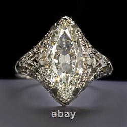 1.75ct Gia Certifié Vieux Marquise Cut Diamond Bague De Fiançailles Vintage Antique Er
