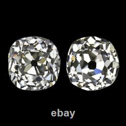 1.79c Old Mine Cut Diamond Stud Boucles D’oreilles I-j Vs1-si2 Antique Paire Vintage 1.75ct