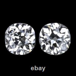 1.81ct G-h Si1-si2 Ideal Cut Old Mine Diamond Stud Boucles D’oreilles Antiques Vintage Paire