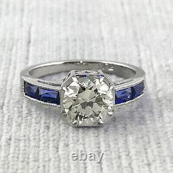 2,30 Ct Antique Vintage Vieux Engagement Diamant Cut Européen Anneau En Platine