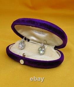 4.28ct Antique Vintage Diamant Art Déco Old Euro Hanging Boucles D'oreilles Platinum